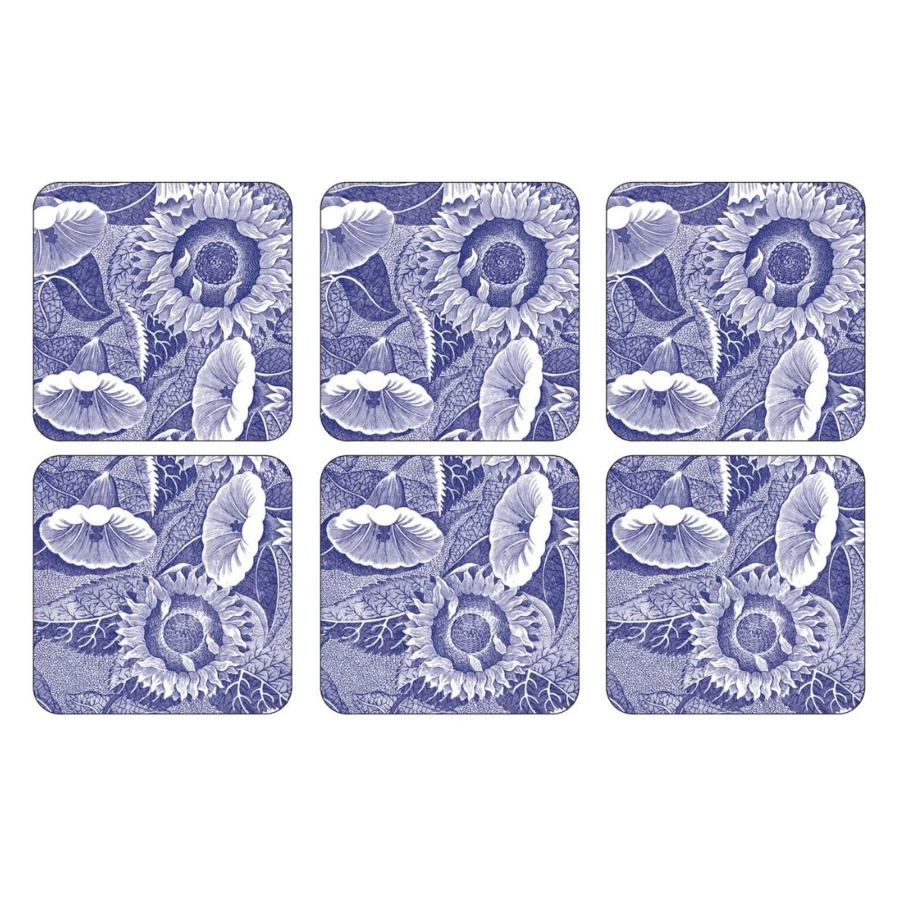 Подставка под бокалы Pimpernel Голубая комната Подсолнухи 10х10 см, набор 6 шт, пробка