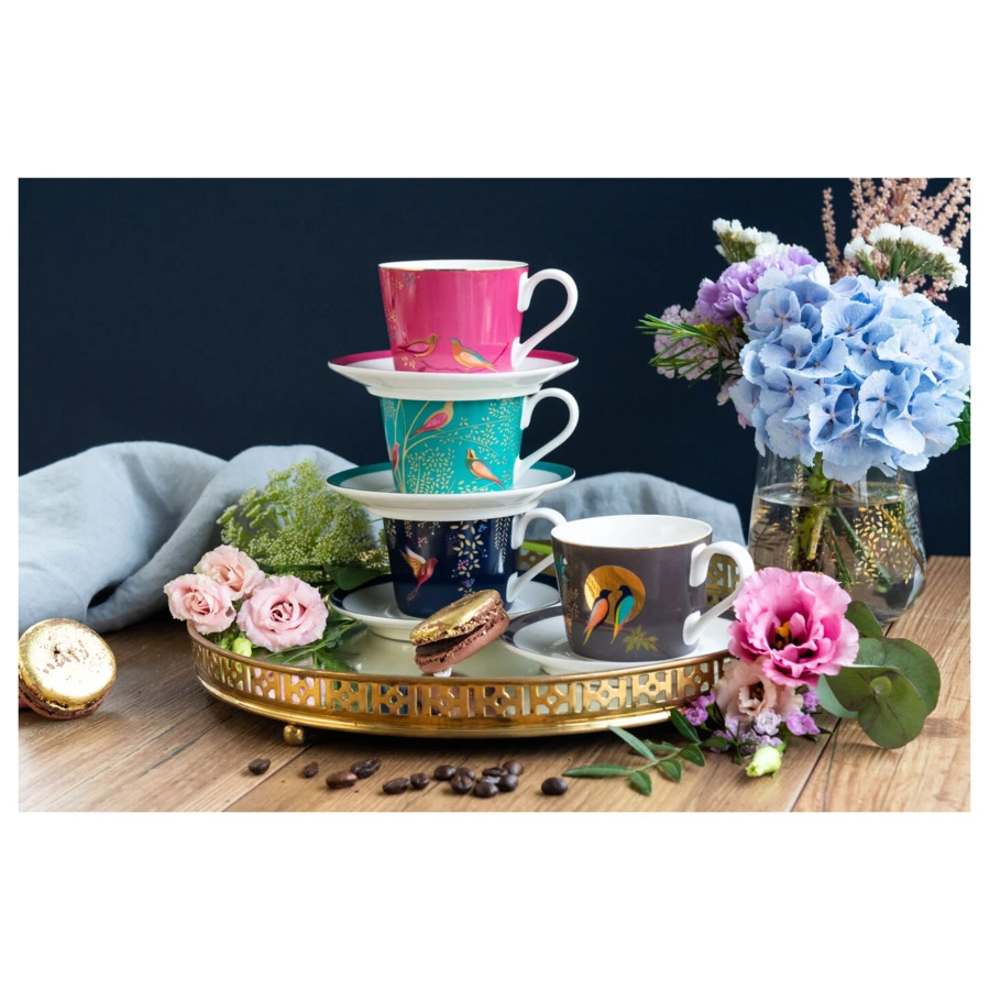 Набор чашек для эспрессо с блюдцами Portmeirion Сара Миллер Челси 110 мл, 4 шт, п/к