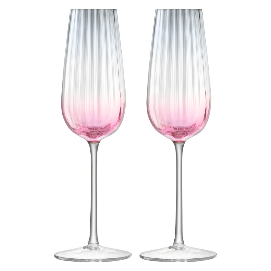 цена Набор бокалов для шампанского LSA International Dusk 250 мл, 2 шт, стекло, серо-розовый