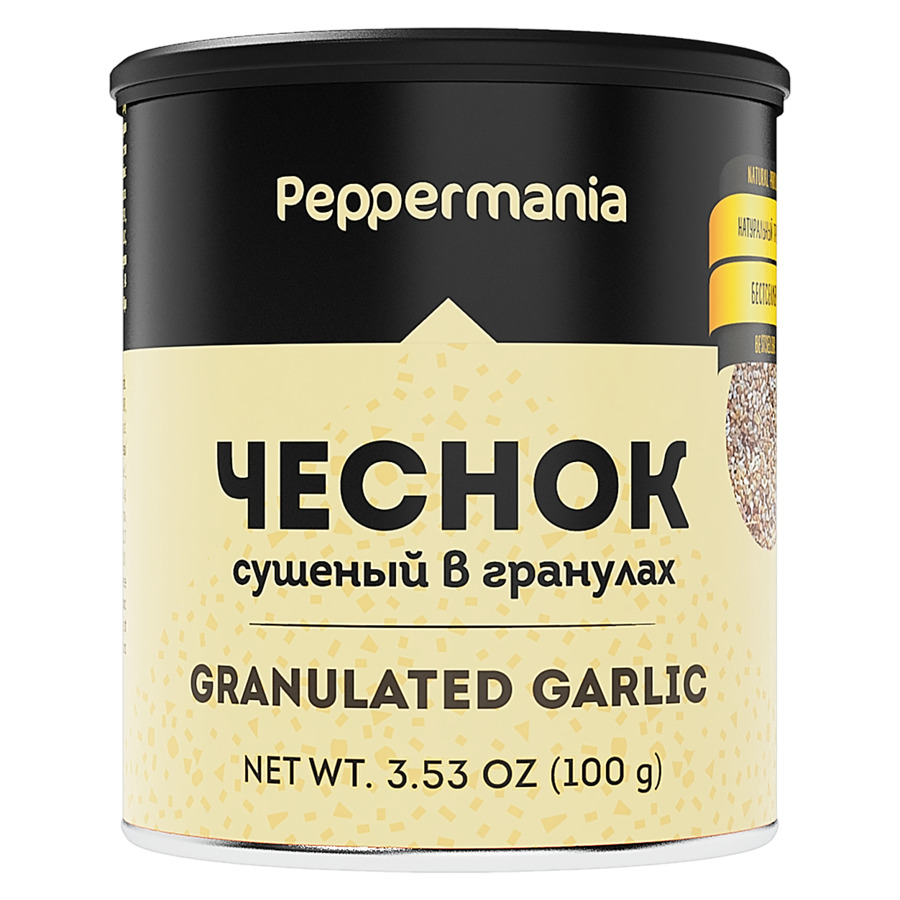 Чеснок гранулированный Peppermania, банка 100г перец peppermania черный молотый банка 100г