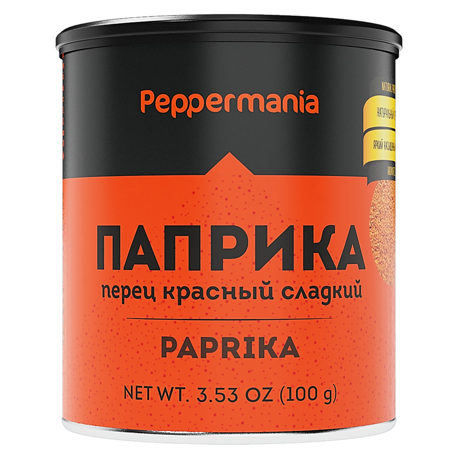 Паприка сладкая молотая Peppermania, банка 100г перец peppermania черный молотый банка 100г