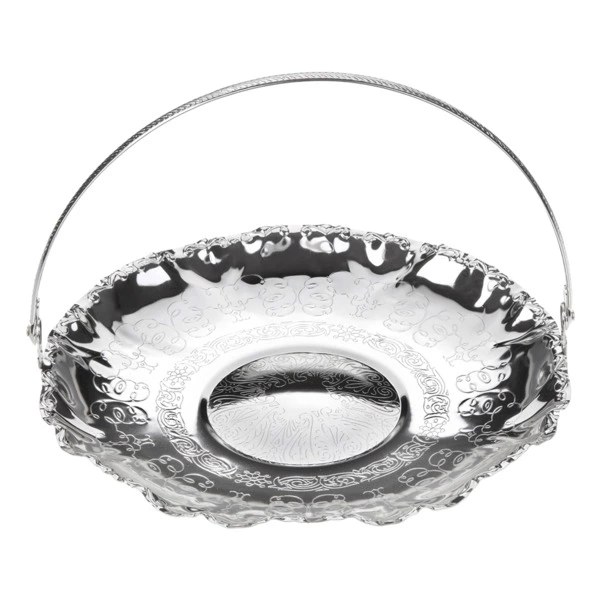 Сухарница корзинка с ручкой Queen Anne 23 см, сталь, посеребрение