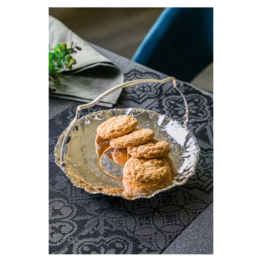 Сухарница корзинка с ручкой Queen Anne 23 см, сталь, посеребрение