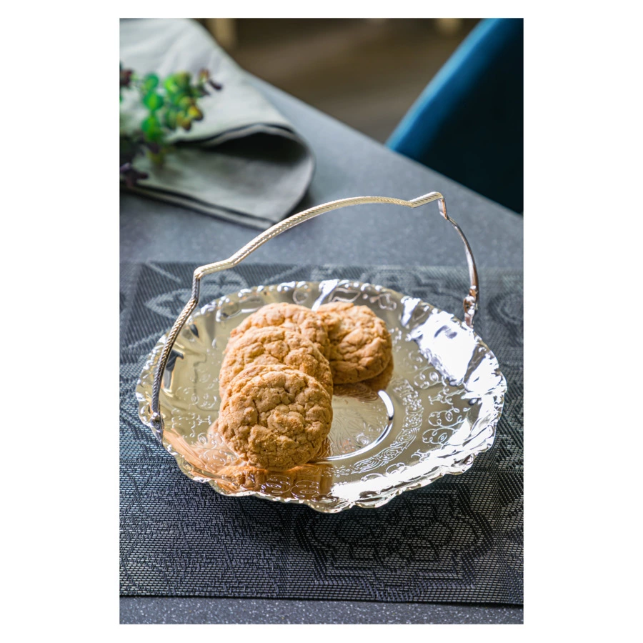 Сухарница корзинка с ручкой Queen Anne 23 см, сталь, посеребрение