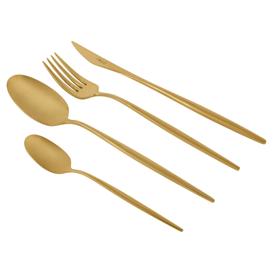 Набор столовых приборов Face Cosmos PVD Gold на 6 персон 24 предмета, матовый золотой, п/у