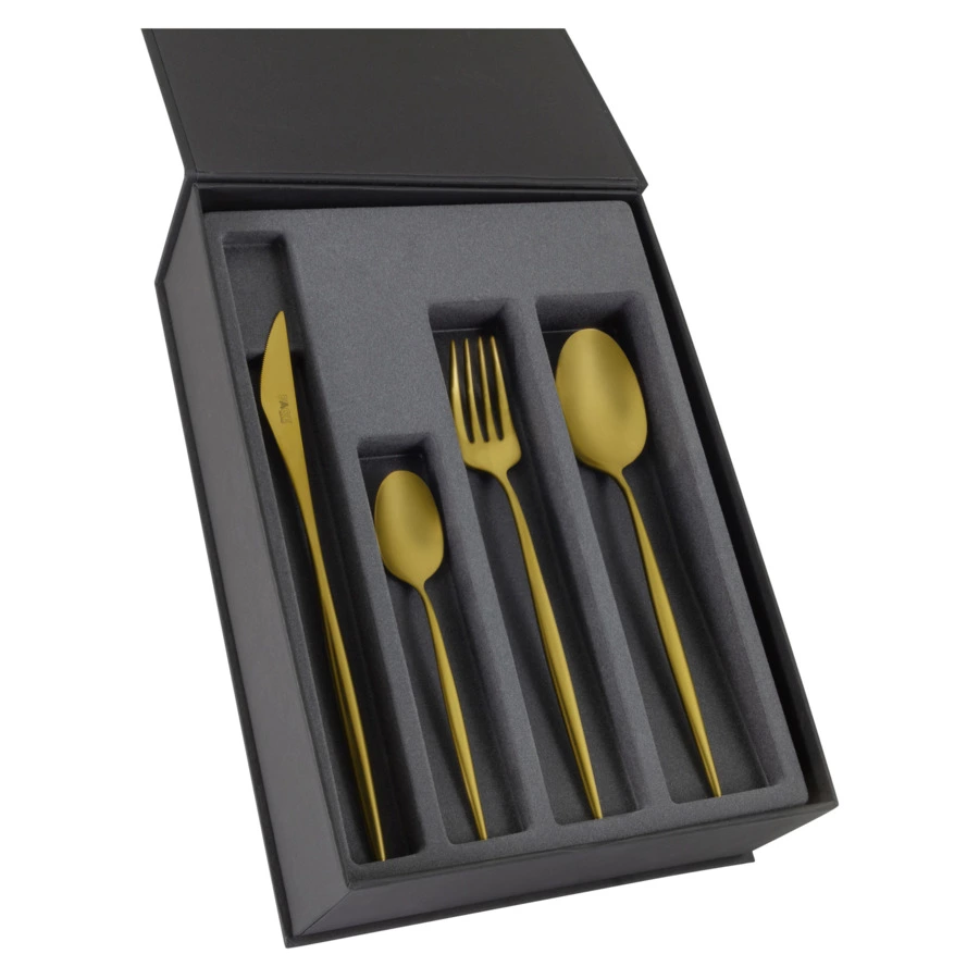 Набор столовых приборов Face Cosmos PVD Gold на 6 персон 24 предмета, матовый золотой, п/у