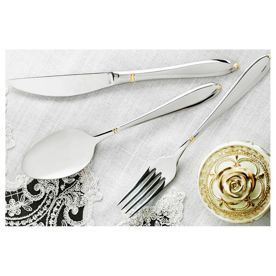 Набор столовых приборов Face Julia Gold на 12 персон 75 предметов, золотой декор, деревянный короб