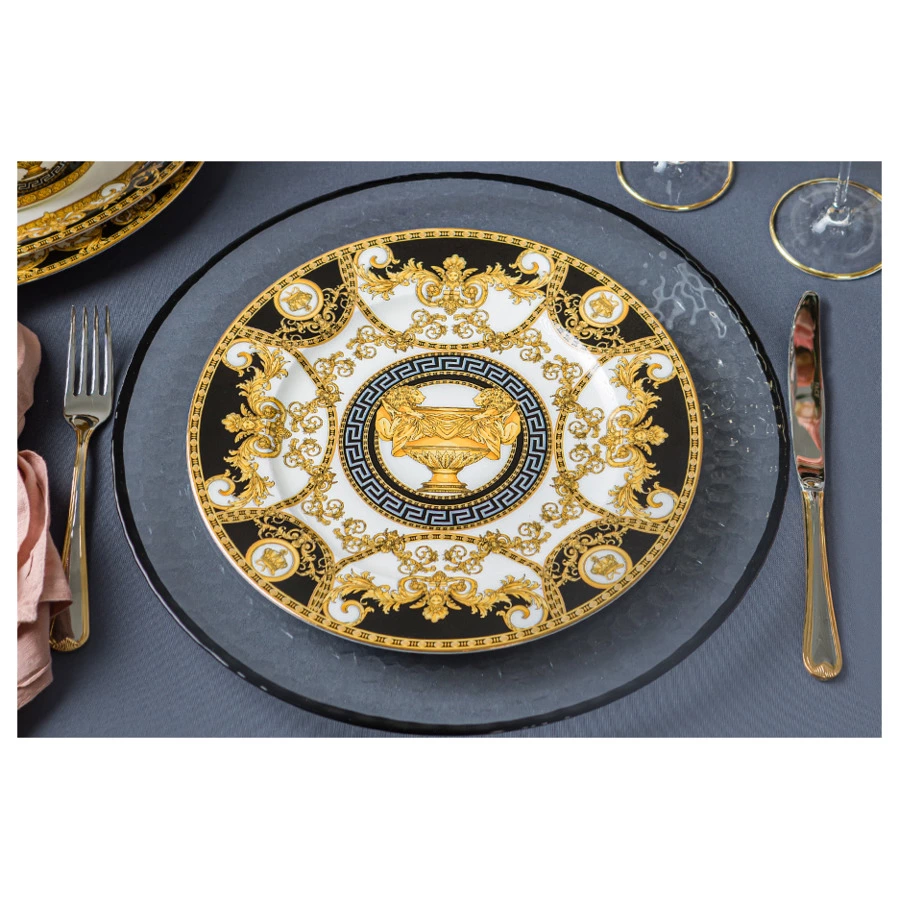 Набор столовых приборов Face Santorini Gold на 6 персон 24 предмета, золотой кант, деревянный короб