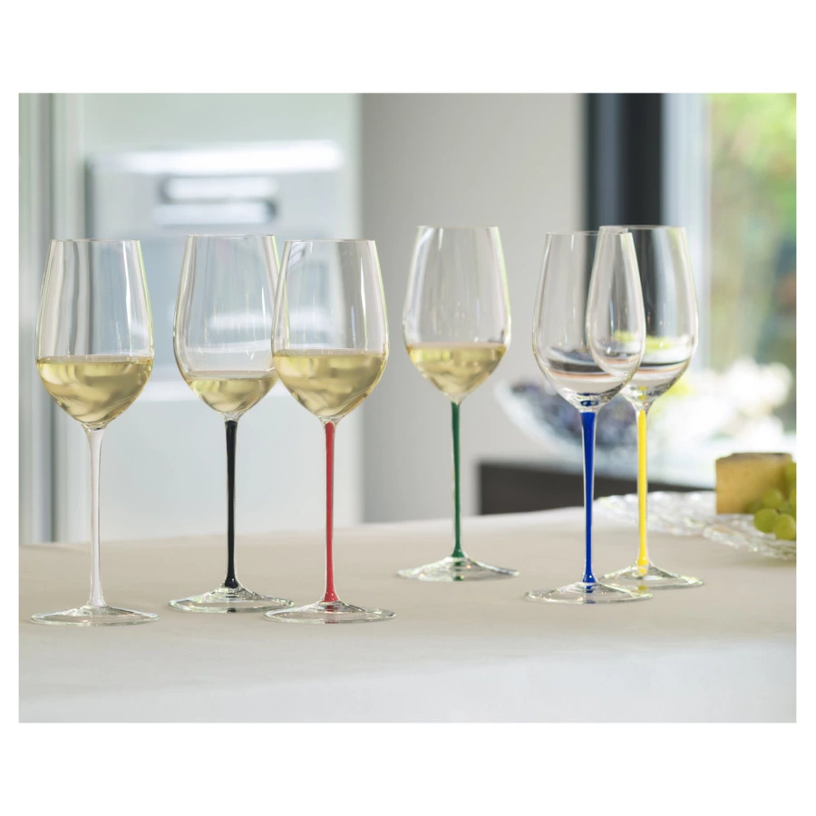 Бокал для белого вина Riedel Fatto a Mano Riesling/Zinfandel 395 мл, красная ножка, ручная работа