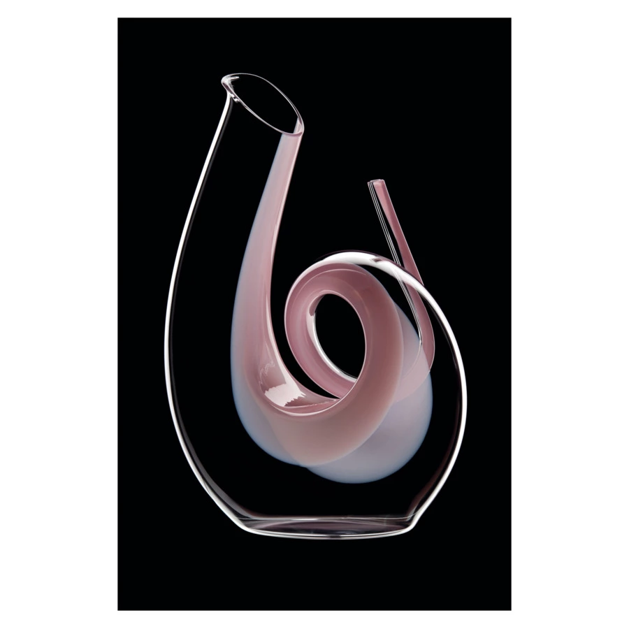 Декантер Riedel Curly 1400мл, Д17хН26,5см, ручная работа, розовый декор, стекло хрустальное