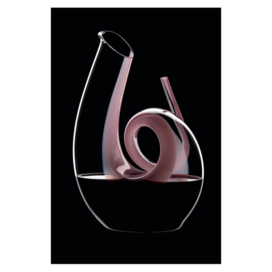 Декантер Riedel Curly 1400мл, Д17хН26,5см, ручная работа, розовый декор, стекло хрустальное