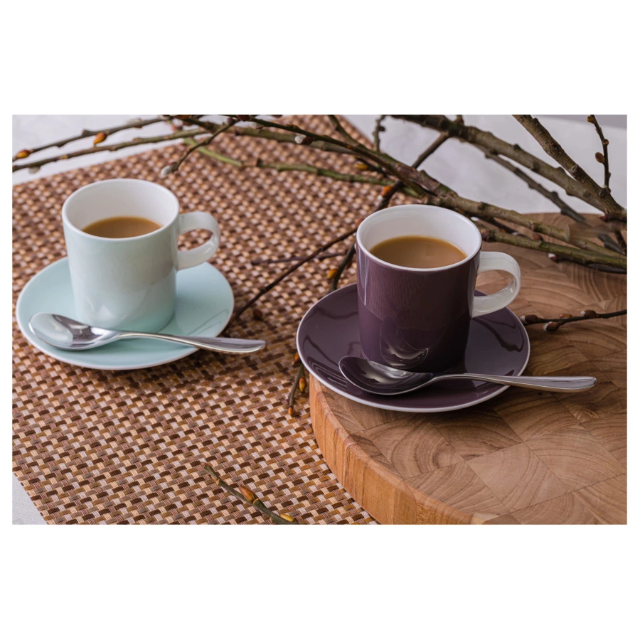 Чашка кофейная с блюдцем Mix&Match Синергия 100 мл, черная смородина, костяной фарфор