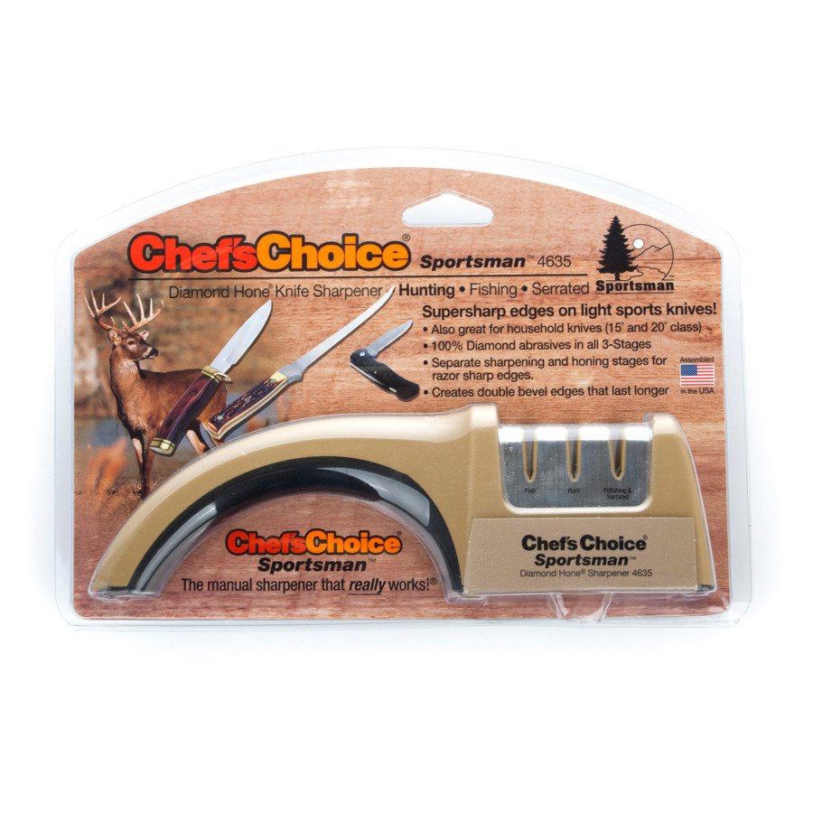 Точилка, механическая для охотничьих и спортивных ножей, c углом заточки 15 и 20 градусов «Chef’sCho
