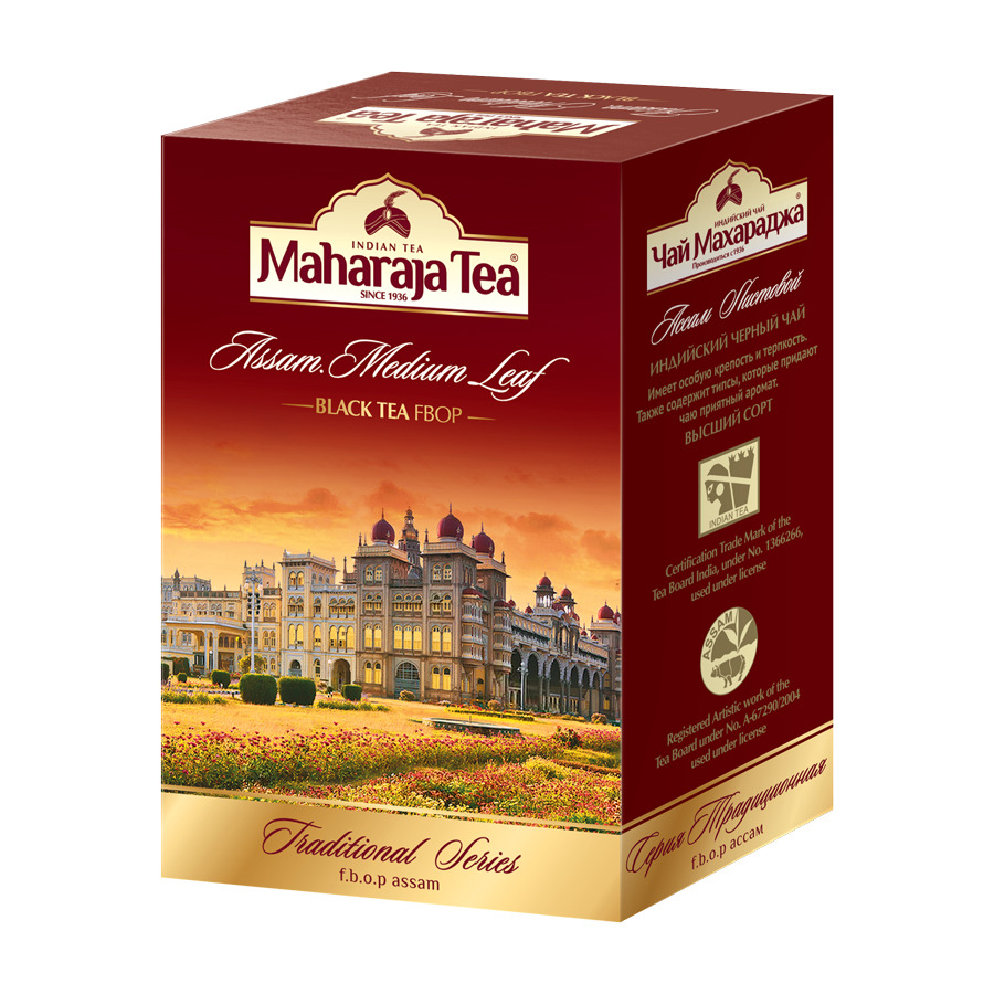 Чай чёрный листовой Maharaja Tea Средний лист 250г чай чёрный листовой maharaja tea assam dum duma 200г
