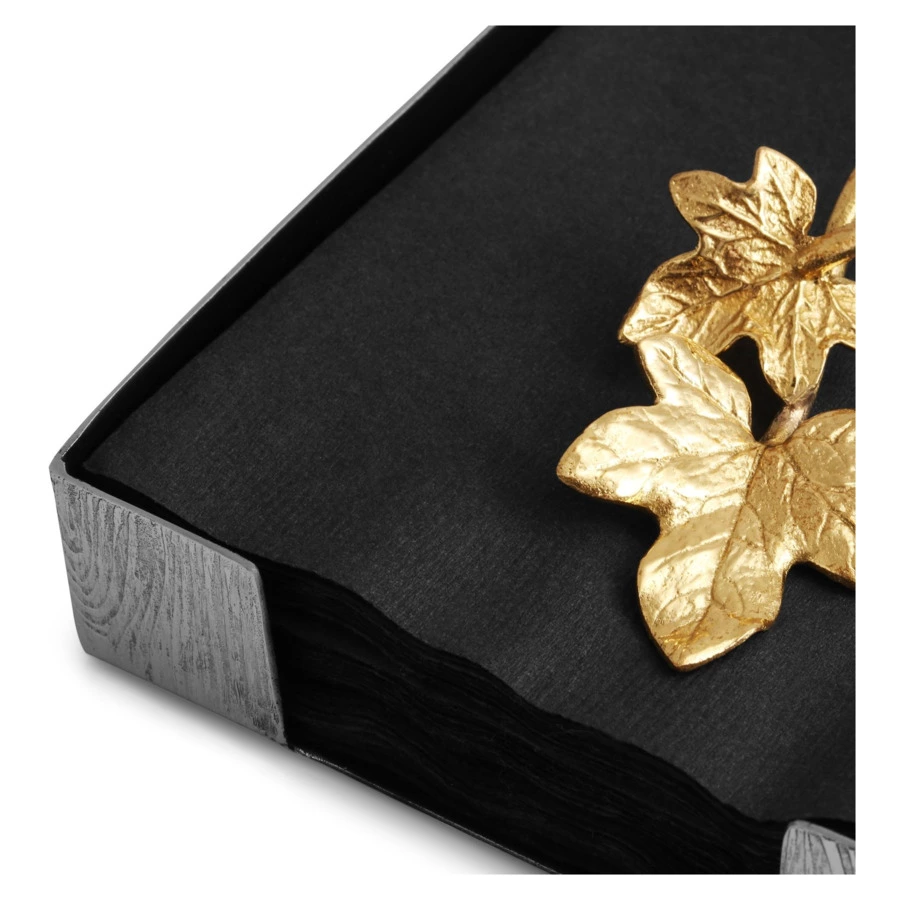 Салфетница Michael Aram Плющ и дуб 13см, сталь нержавеющая, серебристо-золотистая