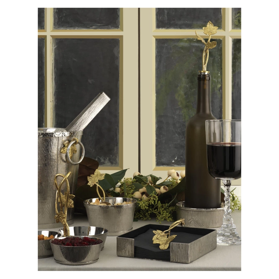 Салфетница Michael Aram Плющ и дуб 13см, сталь нержавеющая, серебристо-золотистая