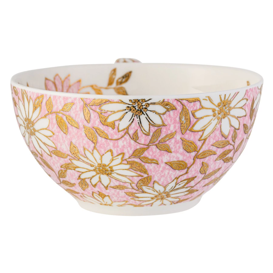 Чашка чайная с блюдцем Dunoon Нуово 250 мл, фарфор костяной, розовая