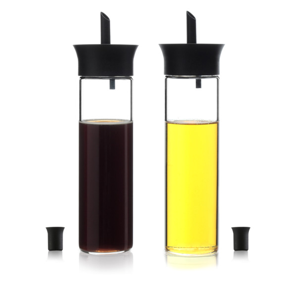 Набор бутылочек для масла и уксуса с дозатором OGO 350мл 22 см, стекло, черный