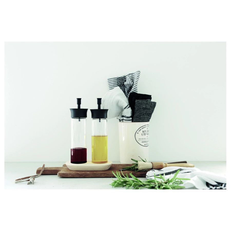 Набор бутылочек для масла и уксуса с дозатором OGO 350 мл 22 см, стекло, черный