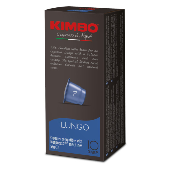 Кофе в капсулах Kimbo "Lungo" 5,7г, 10шт. Арабика 100%.