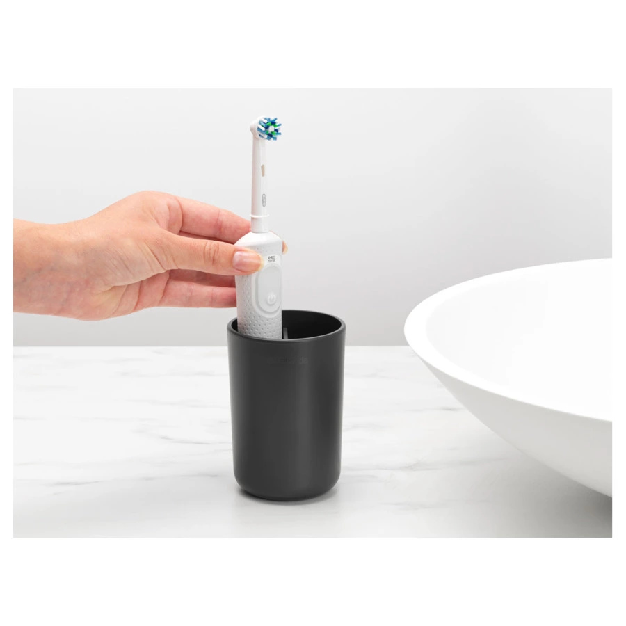 Стакан для зубных щеток Brabantia ReNew, черный, пластик
