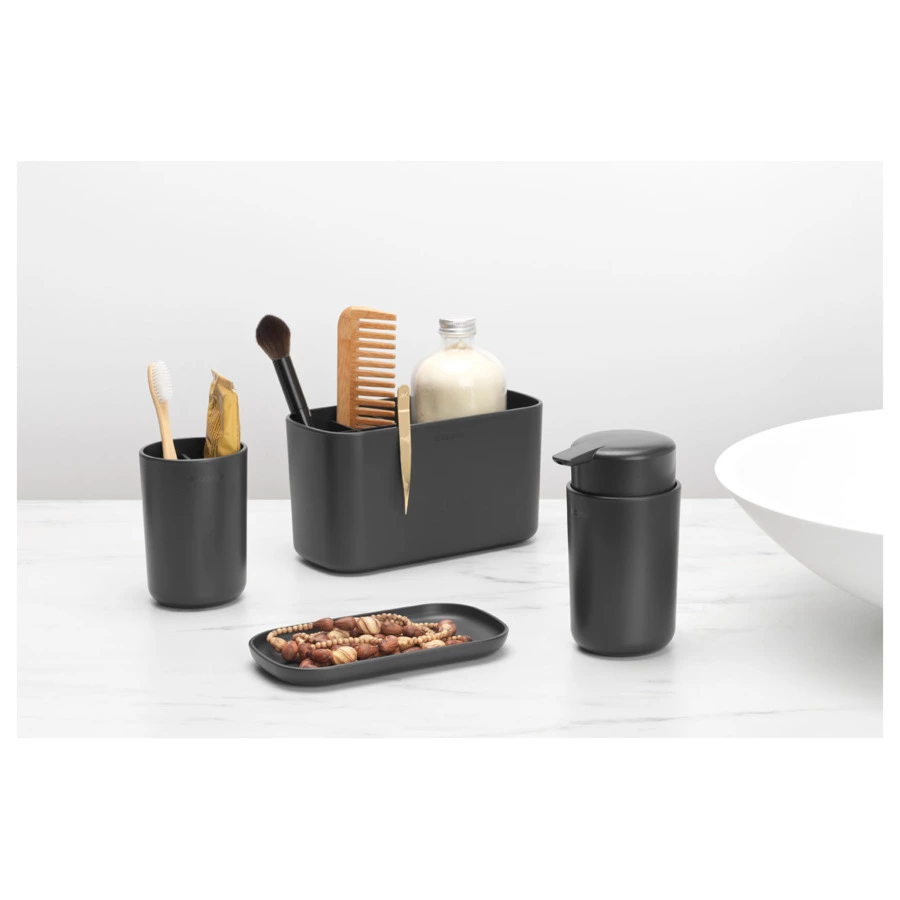 Стакан для зубных щеток Brabantia ReNew, черный, пластик