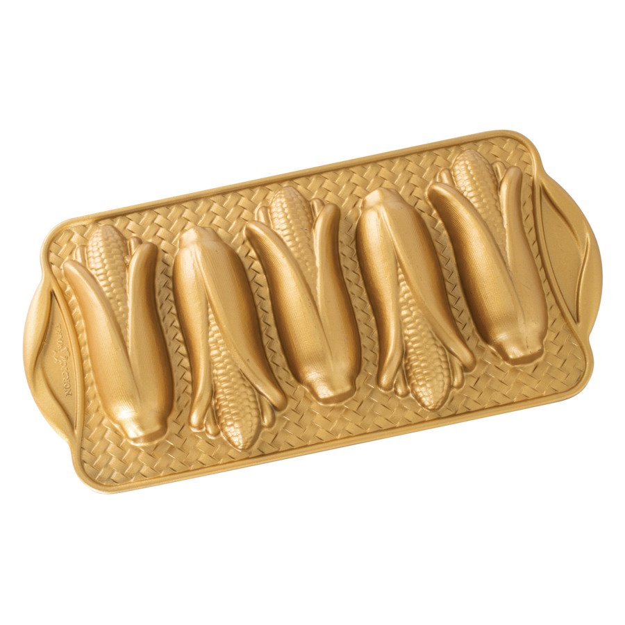 Форма для выпечки 6 кексов 3D Nordic Ware Кукуруза 500мл, 36х18см, литой алюминий, золотая