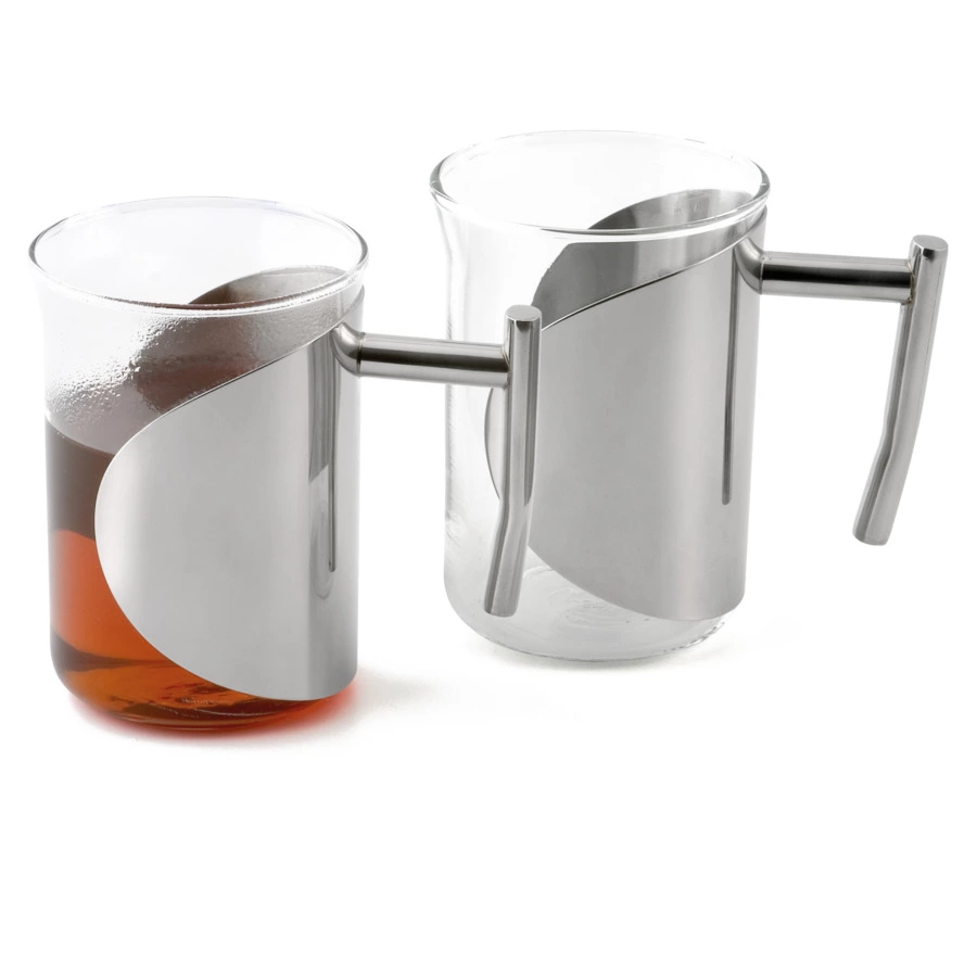 Набор кружек Weis Волна 200 мл, 2 шт, стекло, сталь