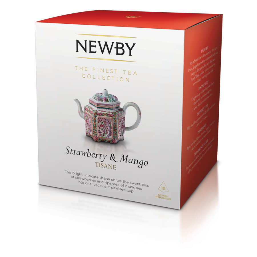 Чай фруктовый Newby Клубника и манго в пирамидках, 60г/25шт чай черный newby манго и клубника 25 пакетиков