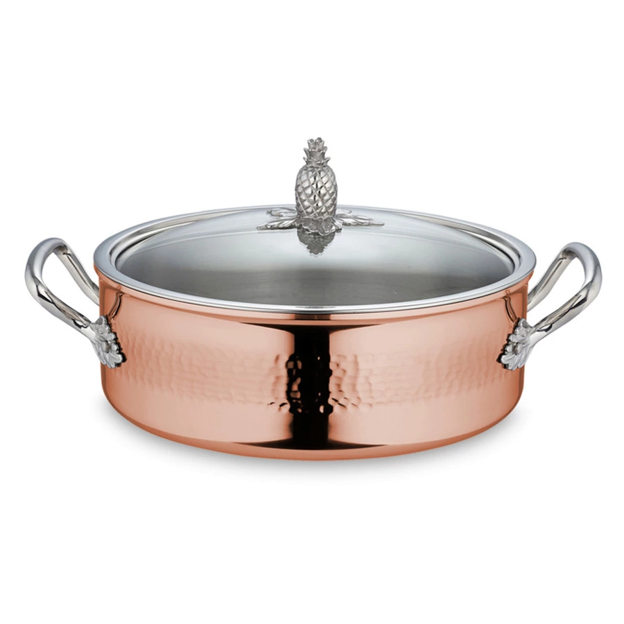 Кастрюля с крышкой и ручками Ruffoni Omegna Cupra 5 л, d26 см, h9 см, медь, сталь, стекло