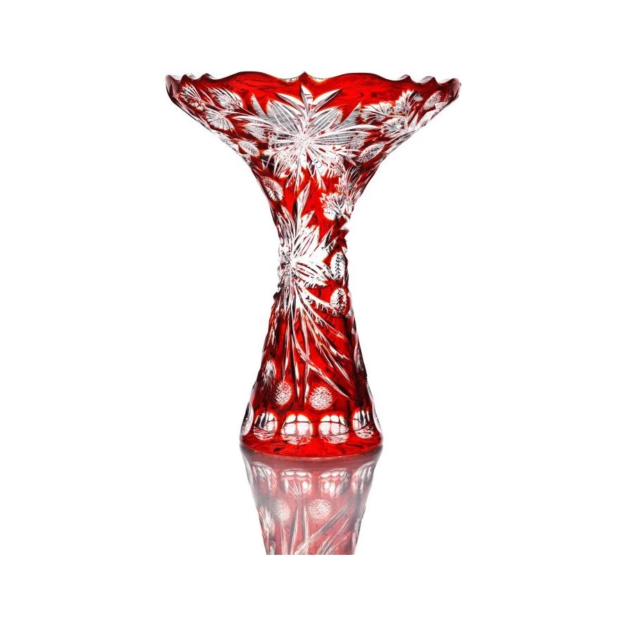 Ваза декоративная ГХЗ Падающие лепестки 33 см, хрусталь, красная
