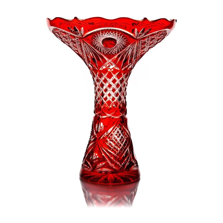 Ваза декоративная ГХЗ Падающие лепестки 33 см, хрусталь, красная