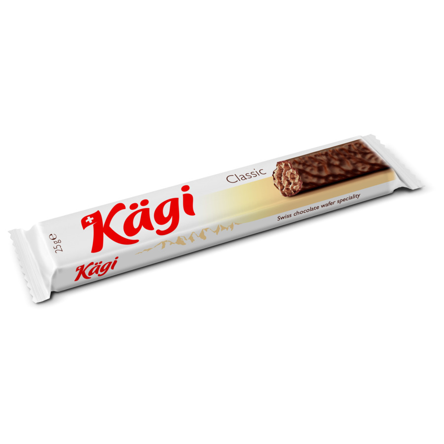 Вафельный батончик Kaegi Classic в молочном шоколаде, 25г вафли biscolata tria с кокосовой начинкой покрытые молочным шоколадом 100 г