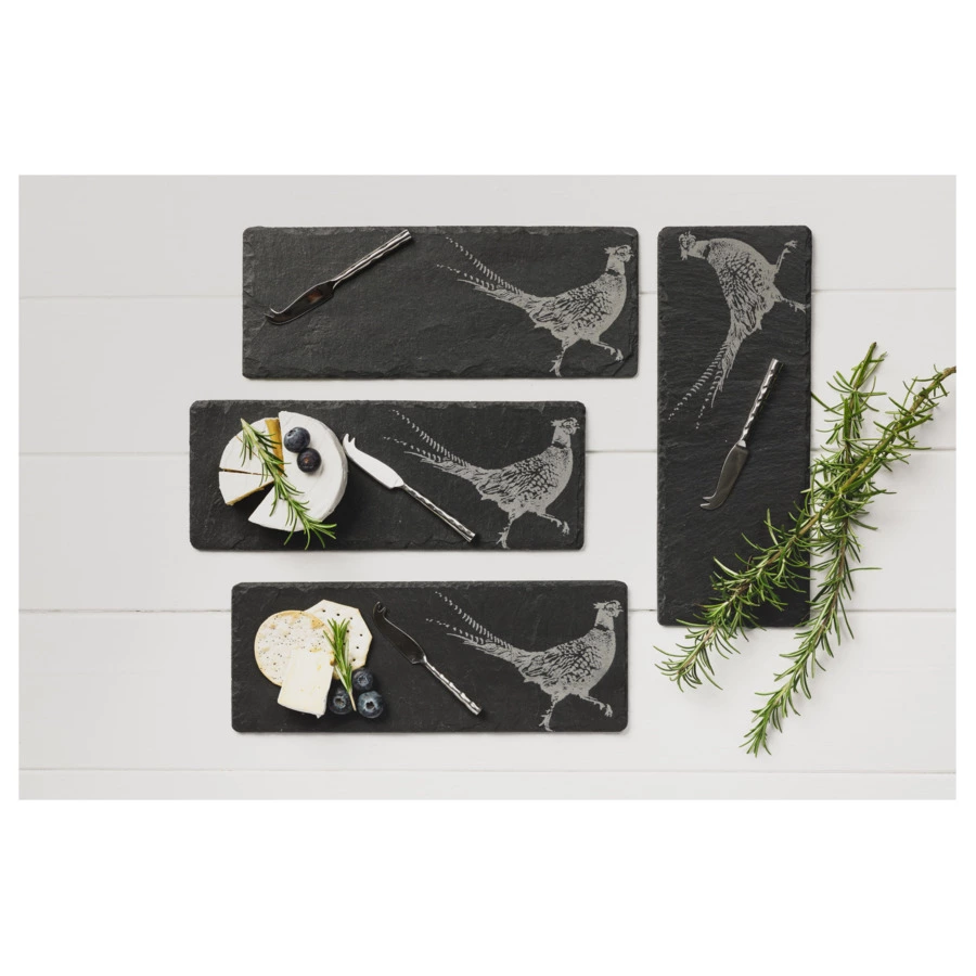 Набор сервировочных досок с ножами The Just Slate Company Фазан 29x11 см,  4 шт