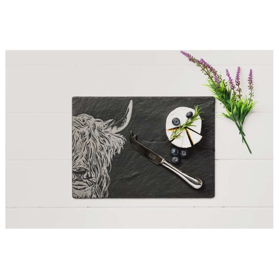 Набор сервировочная доска с ножом The Just Slate Company Высокогорный бык 35x25 см