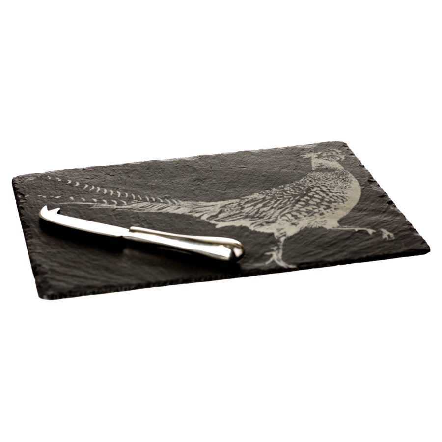 Набор сервировочная доска с ножом The Just Slate Company Фазан 35x25 см набор для сервировки apollo tapas доска сервировочная 18x14см нож для сыра 10см бамбук сланец