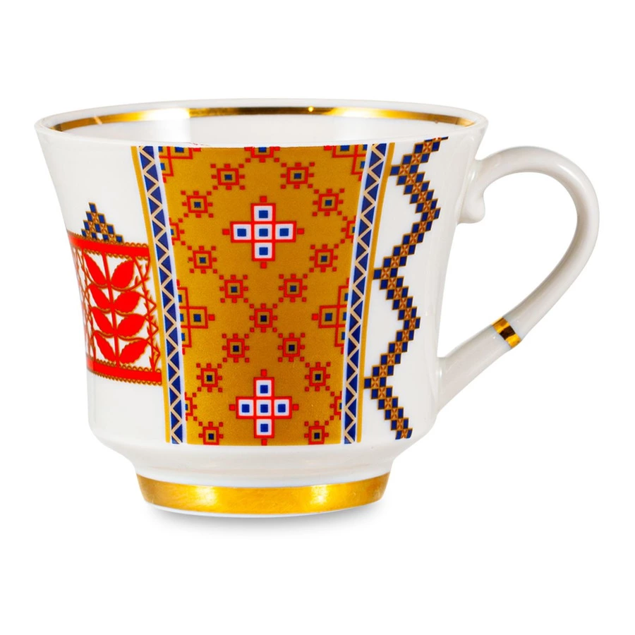 Чашка чайная с блюдцем ИФЗ Банкетная Русский стиль  Рушник, фарфор твердый