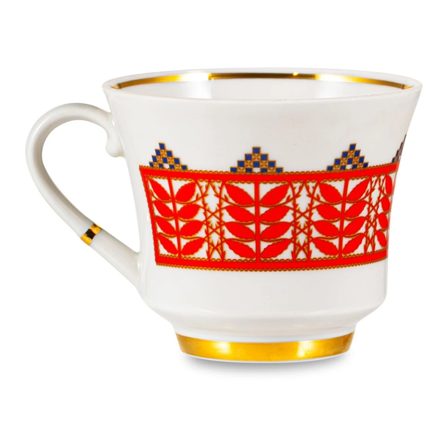 Чашка чайная с блюдцем ИФЗ Банкетная Русский стиль  Рушник, фарфор твердый