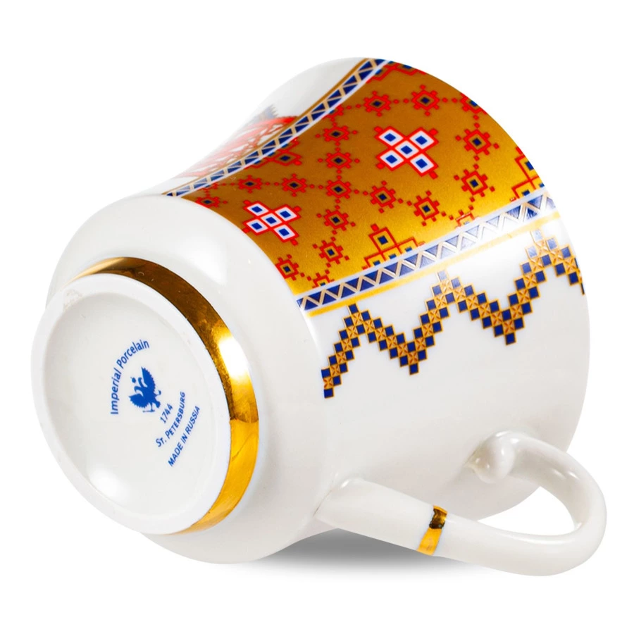 Чашка чайная с блюдцем ИФЗ Банкетная Русский стиль  Рушник, фарфор твердый