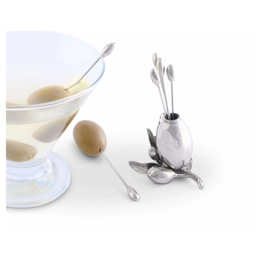 Набор шпажек с подставкой Vagabond House Оливковая роща 10см, 6шт, олово