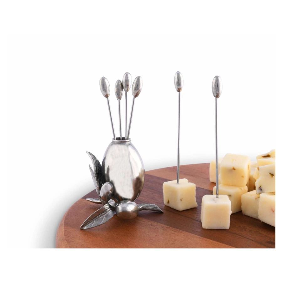 Набор шпажек с подставкой Vagabond House Оливковая роща 10см, 6шт, олово