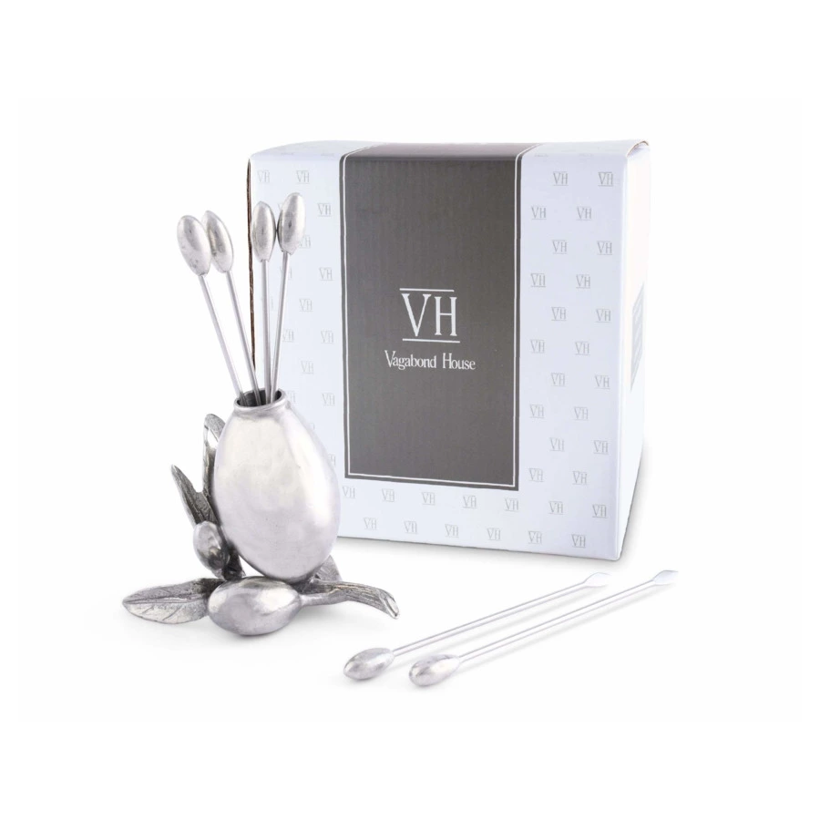 Набор шпажек с подставкой Vagabond House Оливковая роща 10см, 6шт, олово