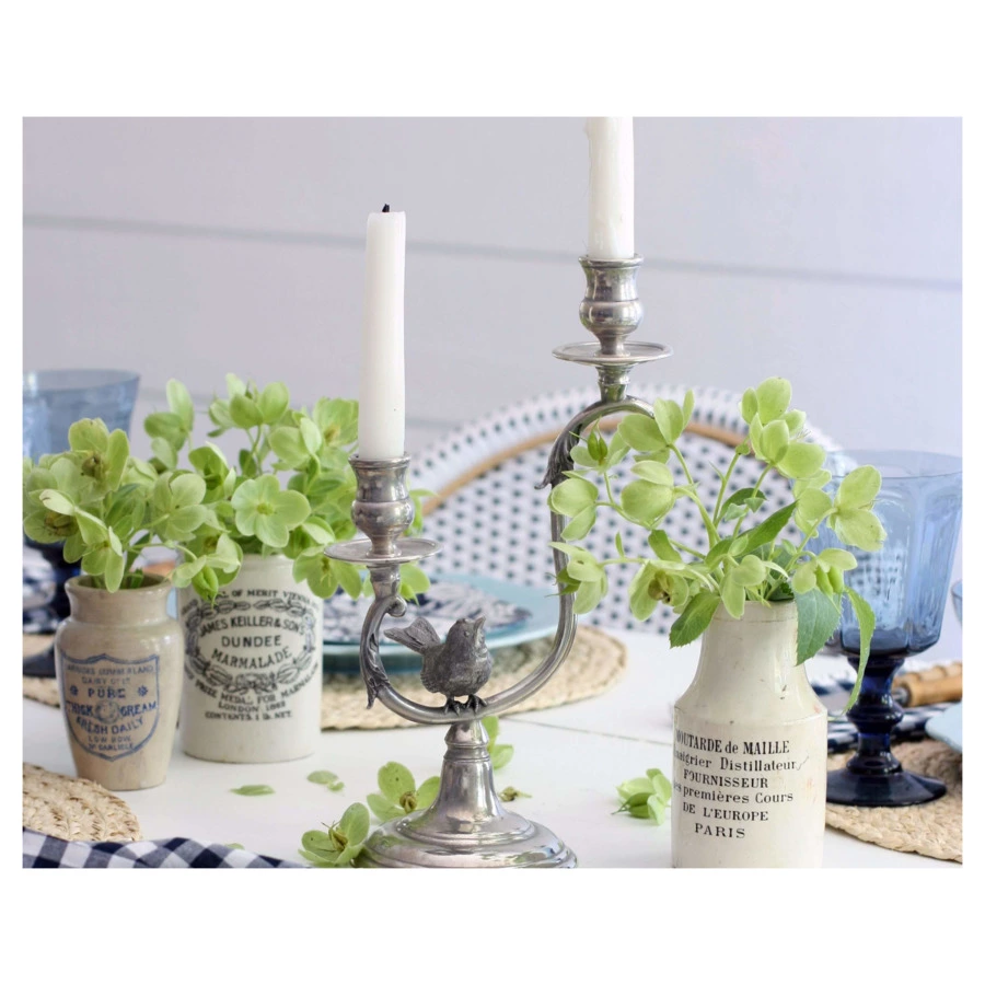 Подсвечник на 2 свечи Vagabond House Птичья трель 23х30 см, олово