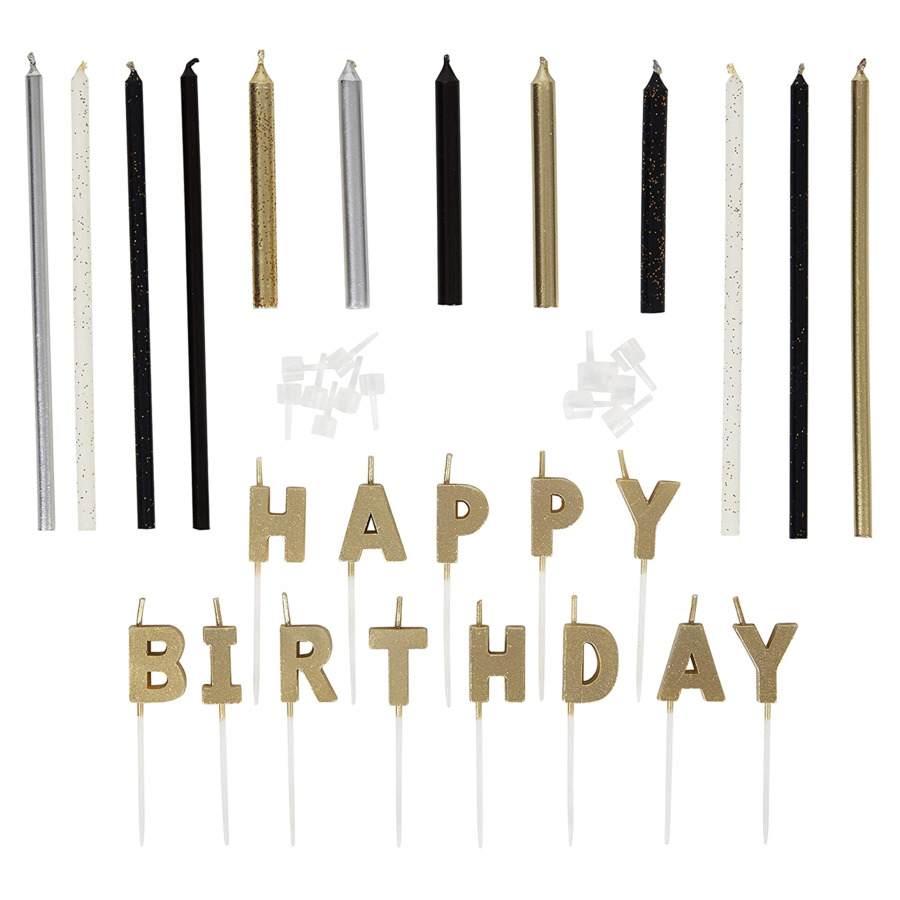 Свечи для торта Wilton С Днем Рождения (металлик), 25 шт свечи для торта с днем рождения узоры 6 шт