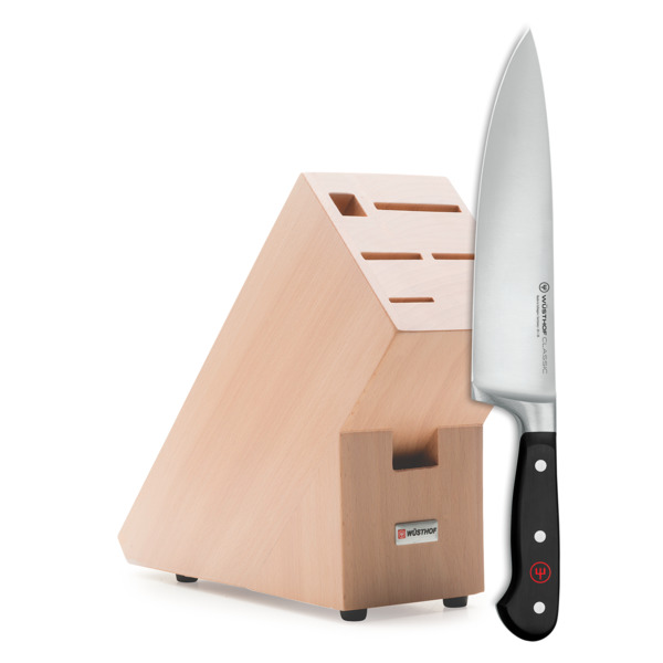 Нож профессиональный Шеф WUESTHOF Classic 20см, в подарок подставка для ножей, светлый бук