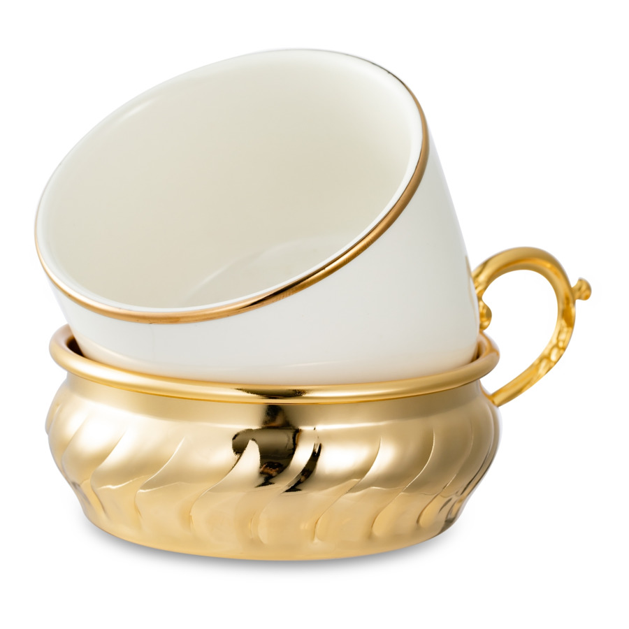 Набор чайный GAMMA Stradivari 3 предмета (чашка 0,15л, блюдце, ложка), отделка под золото, п/к