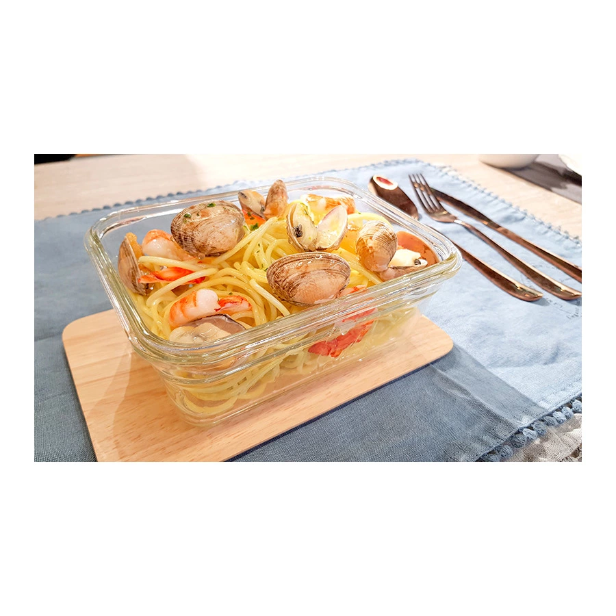 Контейнер прямоугольный Glasslock 970мл, для духовки, синий силикон, стекло