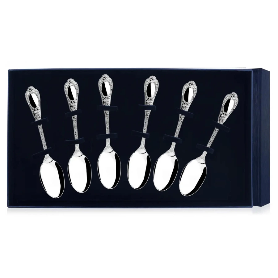 Набор ложек чайных в футляре АргентА Classic Фамильная 268,3 г, 6 шт, серебро 925