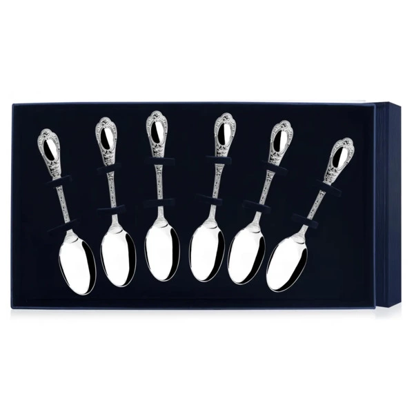 Набор ложек чайных в футляре АргентА Classic Фамильная 268,3 г, 6 шт, серебро 925
