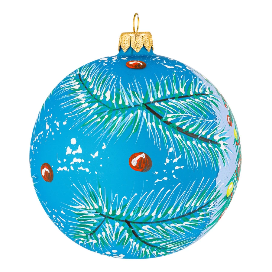 Игрушка елочная шар Bartosh Бычок у новогодней елки, стекло